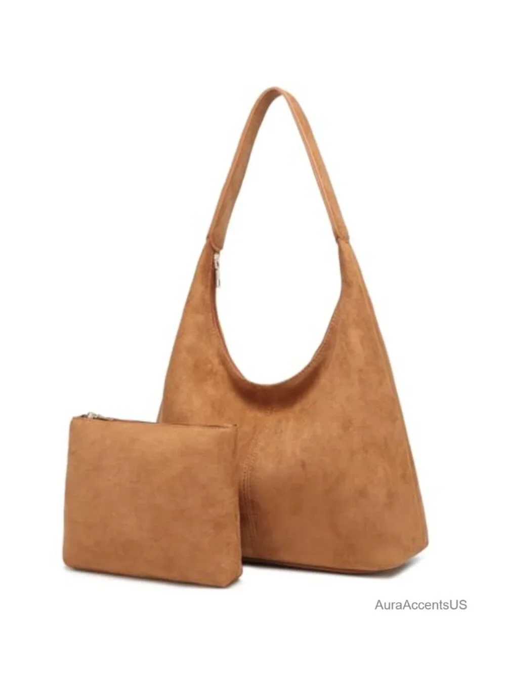 BAIKELI Faux Suede Slouchy Hobo Bag Soft Crescent Shoulder Purse Vegan